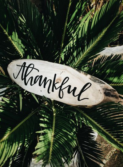 thankful wooden sign against plants | 5 Steps to a Night Routine That Really Works