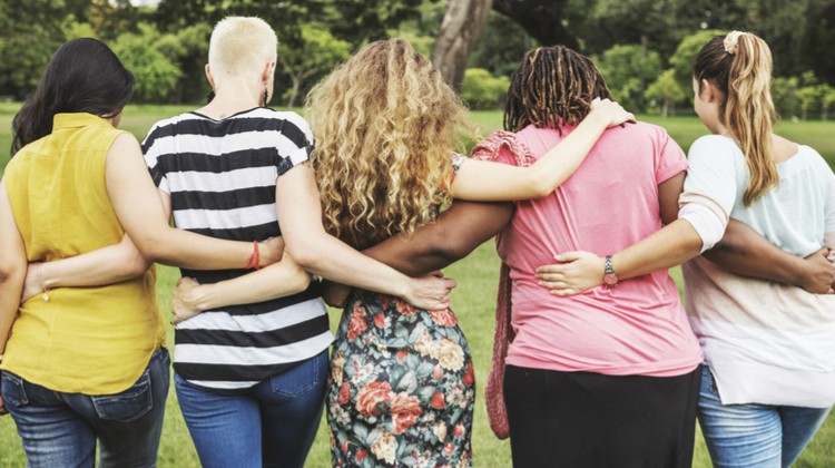 Diverse Group Of Women Arms Around Each Other Female Friendships Positive Routines 
