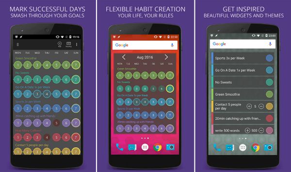 6 habit apps HabitBull screenshots | The 11 Best Habit Apps for Android to Make Change Last https://positiveroutines.com/habit-apps-android/