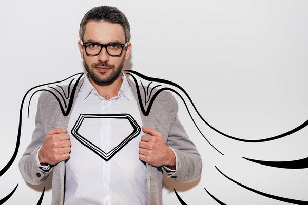 man with superhero costume drawn on | 11 Clever Halloween Costumes for the Productivity Obsessed  https://positiveroutines.com/clever-halloween-costumes/
