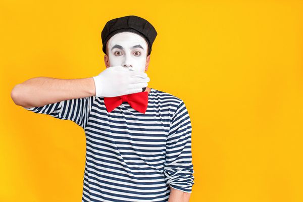 mime with hand covering mouth | 11 Clever Halloween Costumes for the Productivity Obsessed  https://positiveroutines.com/clever-halloween-costumes/