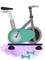 spin bike and dumbbells vector | The Best Tips for Working Remotely When You're Outgoing, Anxious, and More https://positiveroutines.com/tips-for-working-remotely/