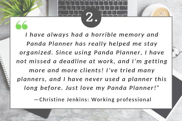 2. Christine quote | 5 Inspirational Panda Planner Stories From Readers Like You https://positiveroutines.com/panda-planner-stories/